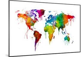 Watercolor Map of the World Map-Michael Tompsett-Mounted Premium Giclee Print