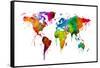 Watercolor Map of the World Map-Michael Tompsett-Framed Stretched Canvas