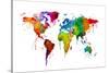 Watercolor Map of the World Map-Michael Tompsett-Stretched Canvas