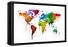 Watercolor Map of the World Map-Michael Tompsett-Framed Stretched Canvas