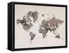 Watercolor Map Sepia-Victoria Brown-Framed Stretched Canvas