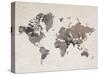 Watercolor Map Sepia-Victoria Brown-Stretched Canvas