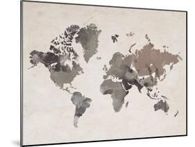 Watercolor Map Sepia-Victoria Brown-Mounted Art Print