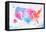 Watercolor Map United States Pink Blue-anna42f-Framed Stretched Canvas