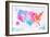 Watercolor Map United States Pink Blue-anna42f-Framed Art Print