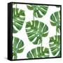 Watercolor Monstera Leaf Pattern-mart_m-Framed Stretched Canvas