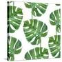 Watercolor Monstera Leaf Pattern-mart_m-Stretched Canvas