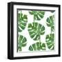 Watercolor Monstera Leaf Pattern-mart_m-Framed Art Print