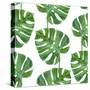 Watercolor Monstera Leaf Pattern-mart_m-Stretched Canvas