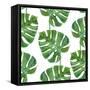 Watercolor Monstera Leaf Pattern-mart_m-Framed Stretched Canvas