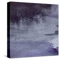 Watercolor Navy Blue Black Grey Gray Rain Wet Asphalt Texture Background-Silmairel-Stretched Canvas