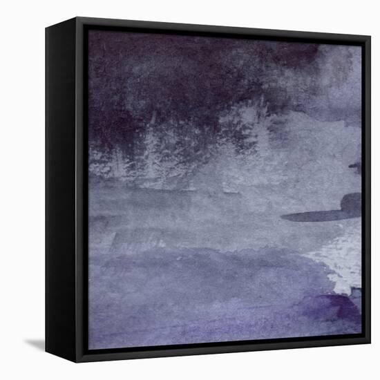 Watercolor Navy Blue Black Grey Gray Rain Wet Asphalt Texture Background-Silmairel-Framed Stretched Canvas