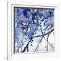 Watercolor Navy Blue Foliage Abstract Texture Background-Silmairel-Framed Art Print