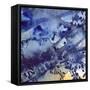 Watercolor Navy Blue Foliage Abstract Texture Background-Silmairel-Framed Stretched Canvas