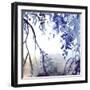 Watercolor Navy Blue Foliage Abstract Texture Background-Silmairel-Framed Art Print