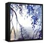 Watercolor Navy Blue Foliage Abstract Texture Background-Silmairel-Framed Stretched Canvas