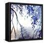 Watercolor Navy Blue Foliage Abstract Texture Background-Silmairel-Framed Stretched Canvas