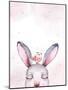 Watercolor New Year Baby Bunny Portrait Illlustration Oster. Merry Christmas Postcard Cute Cartoon-Kris_art-Mounted Photographic Print