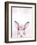 Watercolor New Year Baby Bunny Portrait Illlustration Oster. Merry Christmas Postcard Cute Cartoon-Kris_art-Framed Photographic Print