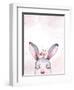 Watercolor New Year Baby Bunny Portrait Illlustration Oster. Merry Christmas Postcard Cute Cartoon-Kris_art-Framed Photographic Print