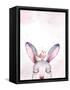 Watercolor New Year Baby Bunny Portrait Illlustration Oster. Merry Christmas Postcard Cute Cartoon-Kris_art-Framed Stretched Canvas