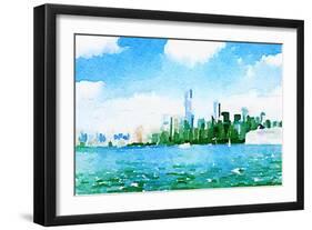 Watercolor NYC Skyline I-Nola James-Framed Art Print