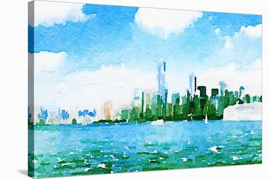 Watercolor NYC Skyline I-Nola James-Stretched Canvas
