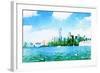 Watercolor NYC Skyline I-Nola James-Framed Art Print