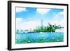 Watercolor NYC Skyline I-Nola James-Framed Art Print