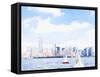 Watercolor NYC Skyline II-Nola James-Framed Stretched Canvas