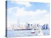 Watercolor NYC Skyline II-Nola James-Stretched Canvas