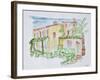 Watercolor of a typical French home, South of France.-Richard Lawrence-Framed Photographic Print