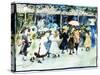 Watercolor of Girls Walking Along the Boardwalk by Maurice Brazil Prendergast-Geoffrey Clements-Stretched Canvas