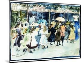 Watercolor of Girls Walking Along the Boardwalk by Maurice Brazil Prendergast-Geoffrey Clements-Mounted Giclee Print