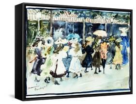 Watercolor of Girls Walking Along the Boardwalk by Maurice Brazil Prendergast-Geoffrey Clements-Framed Stretched Canvas