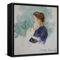 Watercolor of Mother and Child by Mary Cassatt-Geoffrey Clements-Framed Stretched Canvas