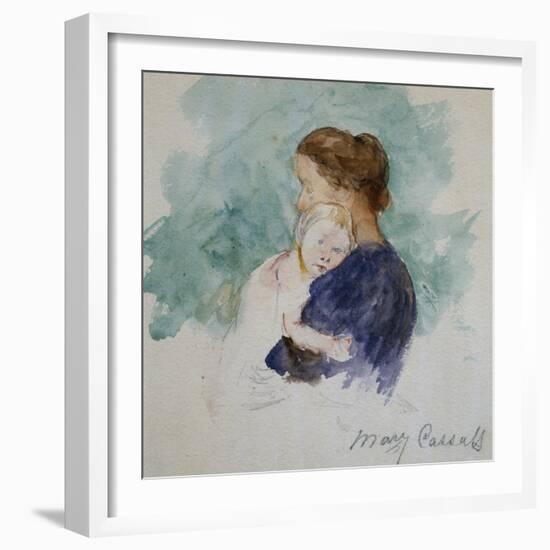 Watercolor of Mother and Child by Mary Cassatt-Geoffrey Clements-Framed Giclee Print