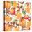 Watercolor Orange Maple Leaves, Orange Pumpkin, Red Apple, Chestnut and Autumn-Maria Mirnaya-Stretched Canvas