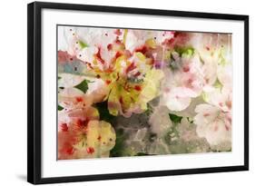 Watercolor Painting Mixed with Flowers on Textured Paper-run4it-Framed Art Print