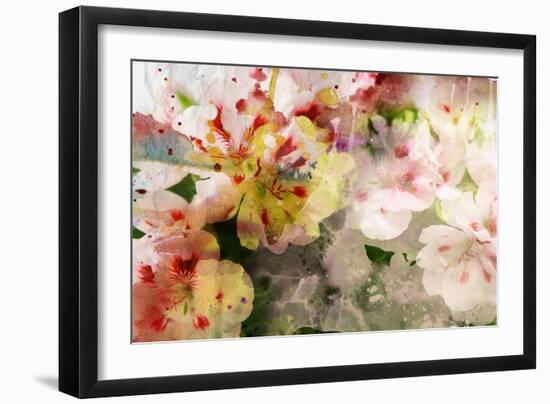 Watercolor Painting Mixed with Flowers on Textured Paper-run4it-Framed Art Print