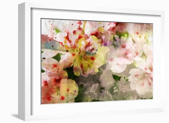 Watercolor Painting Mixed with Flowers on Textured Paper-run4it-Framed Art Print