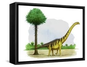 Watercolor Painting of Euhelopus Zdanskyi-null-Framed Stretched Canvas