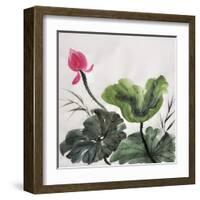 Watercolor Painting Of Lotus Flower-Surovtseva-Framed Art Print