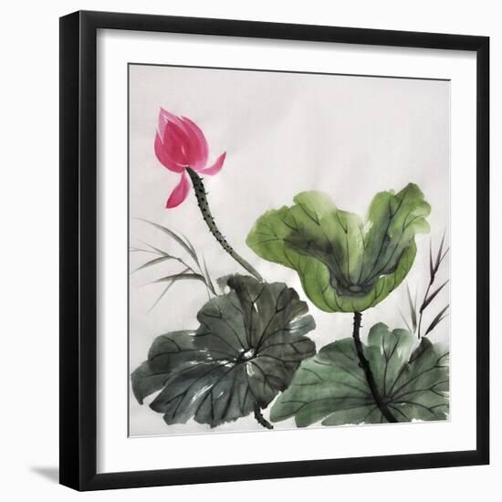 Watercolor Painting Of Lotus Flower-Surovtseva-Framed Art Print