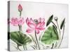 Watercolor Painting Of Pink Lotus-Surovtseva-Stretched Canvas