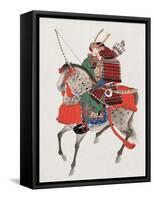 Watercolor Painting of Samurai on Horseback-null-Framed Stretched Canvas