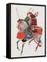 Watercolor Painting of Samurai on Horseback-null-Framed Stretched Canvas