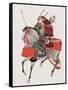 Watercolor Painting of Samurai on Horseback-null-Framed Stretched Canvas