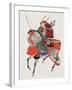 Watercolor Painting of Samurai on Horseback-null-Framed Premium Photographic Print