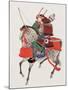 Watercolor Painting of Samurai on Horseback-null-Mounted Premium Photographic Print